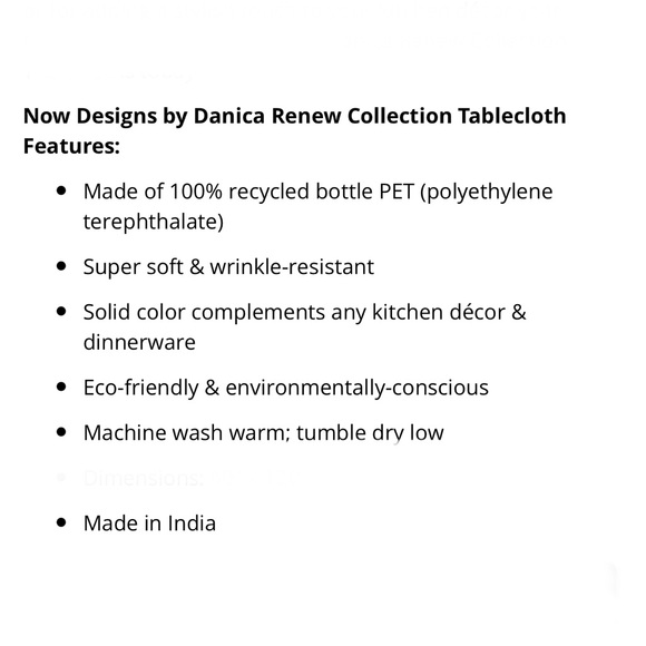 ECO-friendly/wrinkle resistant now DESIGNS 100% recycled content tablecloth-NWOT - Picture 2 of 13